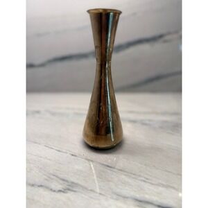 Vintage brass bud vase MCM elegant sleek 7.5" interior decor collectible gold‎